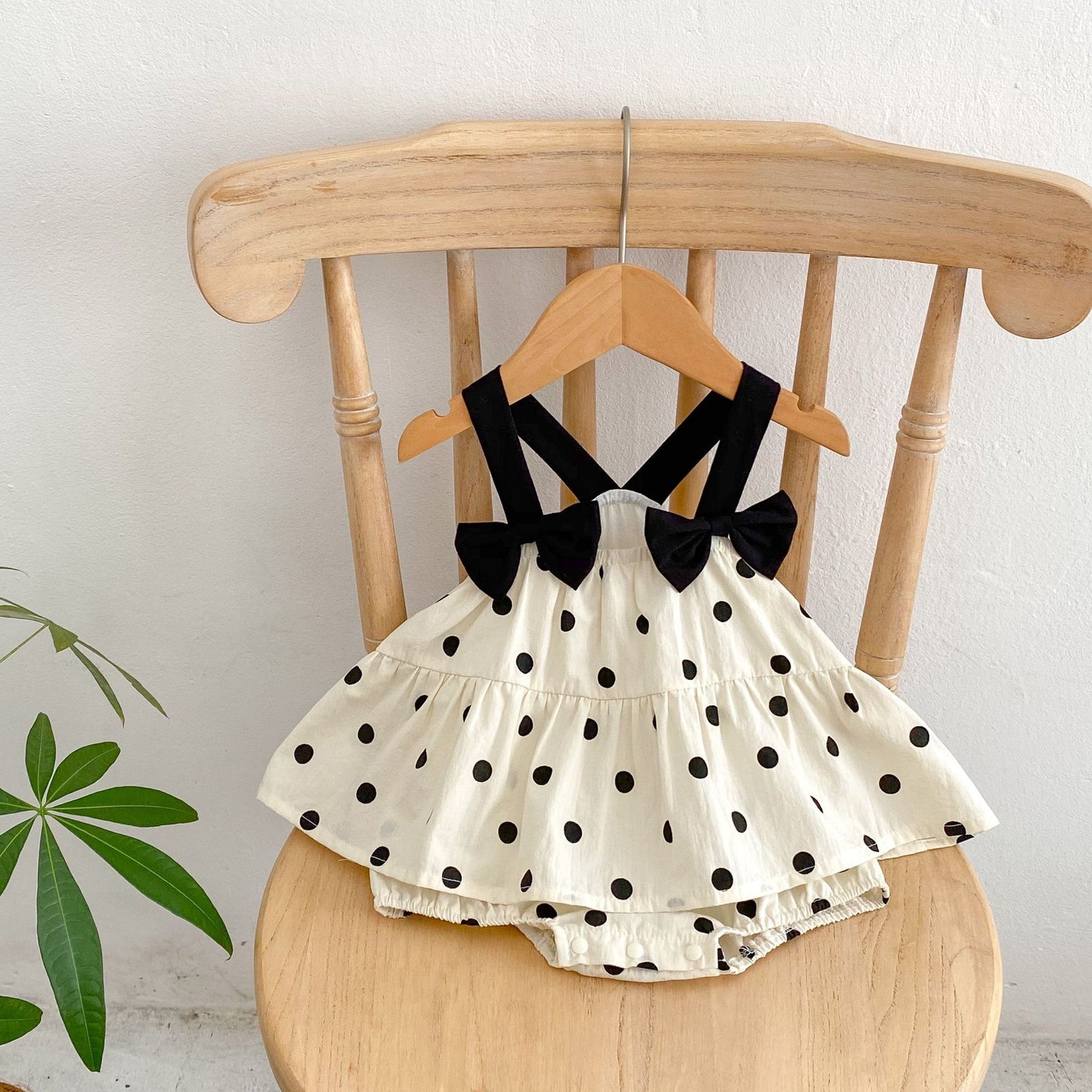 Polka-dot romper dress