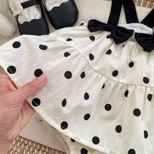 Polka-dot romper dress