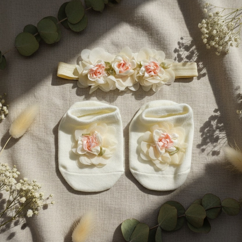 Floral Headband and shoe set