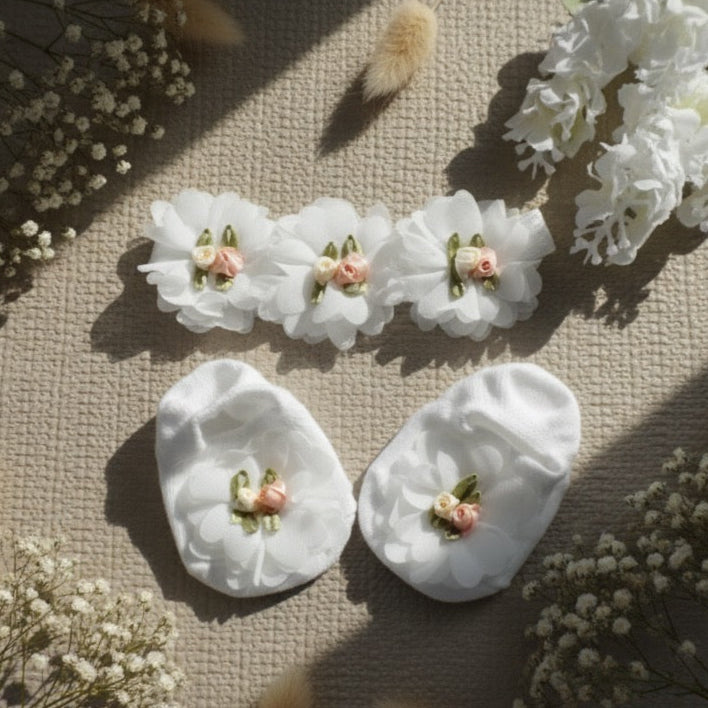 White floral headband & shoe set