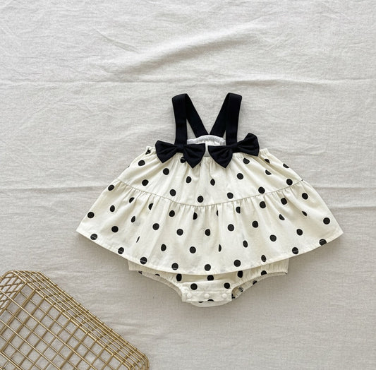 Polka-dot romper dress
