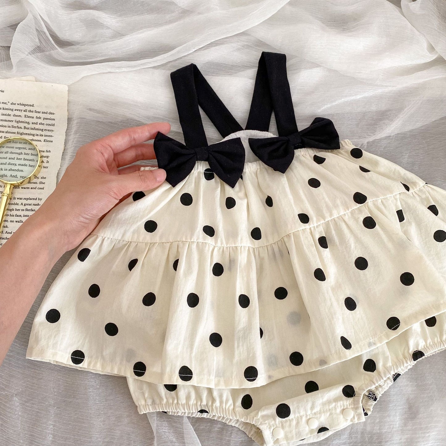 Polka-dot romper dress