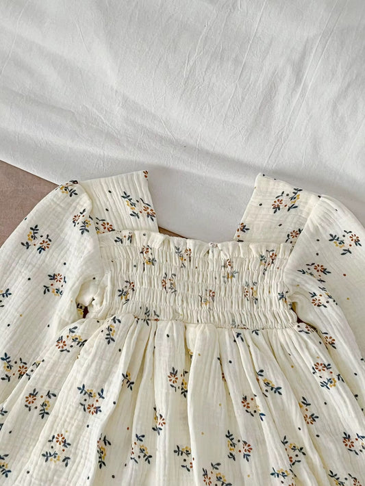 Floral Smocked Baby Romper with Headband
