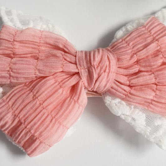 Pink Lace Bow Baby Headband 🎀
