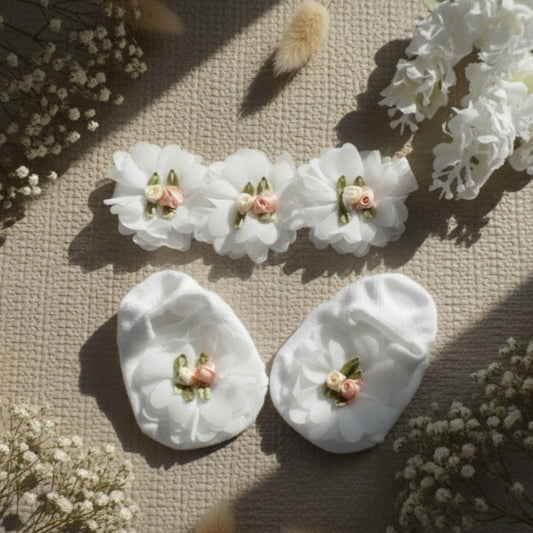 White floral headband & shoe set
